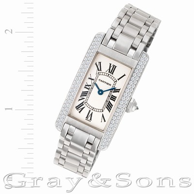 Cartier WB7018L1 Tank American Quartz Female 18k White Gold Replica Watches