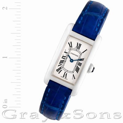 Cartier SM10782 Americaine Tank Quartz Female 18k White Gold Replica Watches