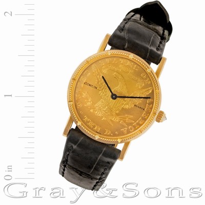 Corum 366556 $10 Coin Quartz Unisex 18k yellow gold Replica Watches