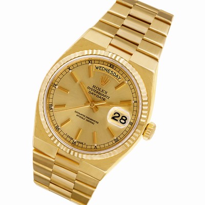 Rolex 19018 Oysterquartz Day Date Quartz Male 18k yellow gold Replica Watches