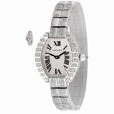 Cartier 47422 CE Tonneau Quartz Female 18k White Gold Replica Watches