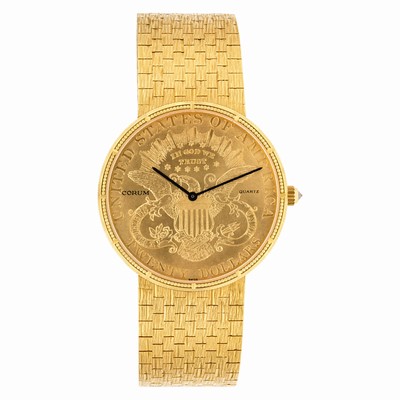 Corum Corum 2975 $20 Coin Quartz Male 18k yellow gold Replica Watches