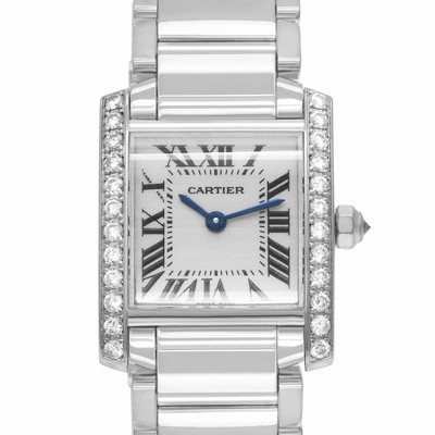Cartier WE1002S3 Tank Francaise Quartz Female 18k White Gold Replica Watches