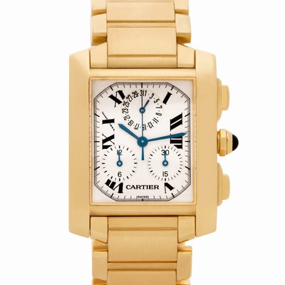 Cartier W50005R2 Tank Francaise Quartz Male 18k yellow gold Replica Watches