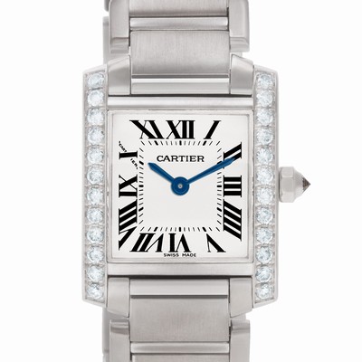 Cartier WE1002S3 Tank Francaise Quartz Female 18k White Gold Replica Watches