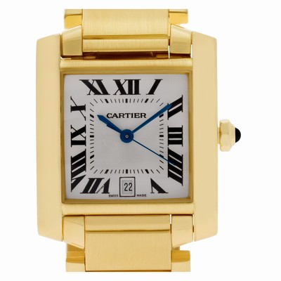 Cartier W5001R2 Fine Pre-owned Cartier Watch Tank Francaise Automatic Male 18k yellow gold Replica Watches