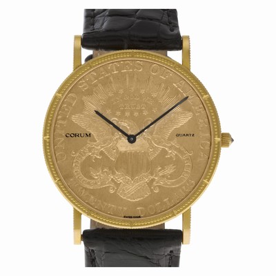 Corum 1876 $20 Coin Quartz Male 18k yellow gold Replica Watches