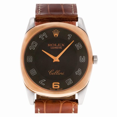 Rolex 4233 Cellini Manual Male 18k White and Pink Gold Replica Watches