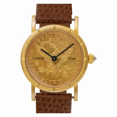 Corum Corum 2918 $5 Coin Quartz Female 18k yellow gold Replica Watches