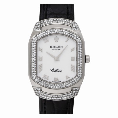 Rolex 6693 Cellini Quartz Female 18k White Gold Replica Watches