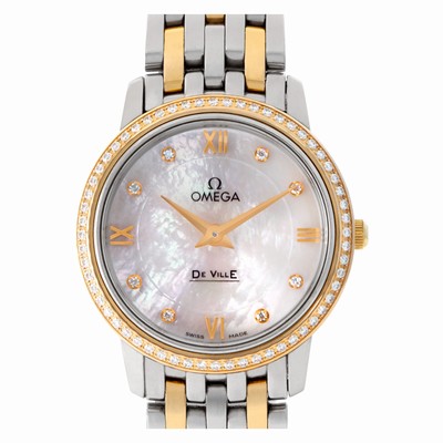 Omega 42425276055002 De Ville Quartz Female 18k rose gold & stainless steel Replica Watches