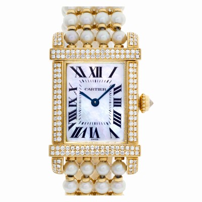 Cartier 2305 Tank Chinoise Quartz Female 18k yellow gold Replica Watches