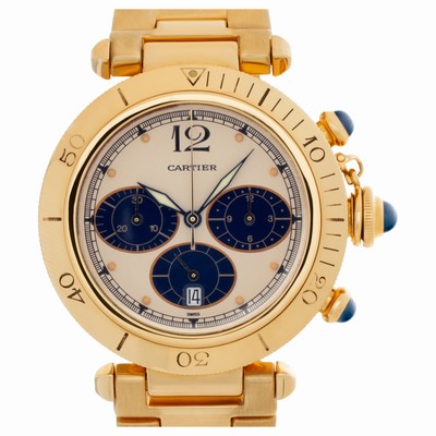 Cartier 30009 Pasha Chronograph Quartz Unisex 18k yellow gold Replica Watches