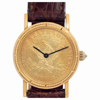 Corum 1895 $5 Coin Quartz Female 18k yellow gold Replica Watches