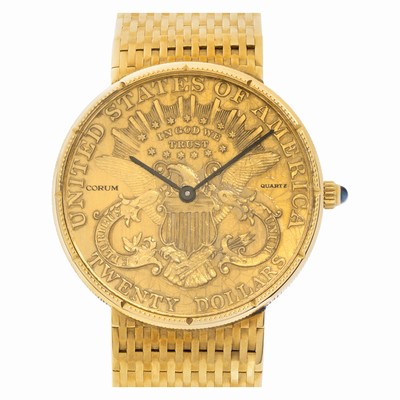 Corum 1906 $20 Coin Quartz Male 18k yellow gold Replica Watches