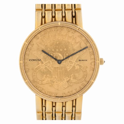 Corum Corum 2872 $20 gold piece Quartz Male 18k yellow gold Replica Watches